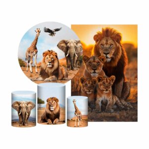 Kit Safari Painel Redondo + Trio Capas + Retangular Tecido