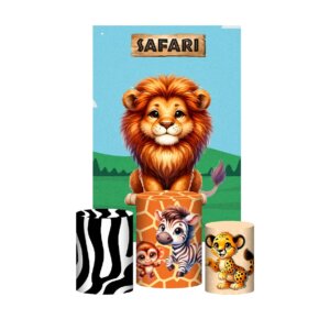 Kit Casado Safari Cute 3d Trio Capa Cilindro + Retangular Tecido