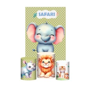 Kit Casado Safari Cute 3d Trio Capa Cilindro + Retangular Tecido