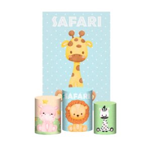 Kit Casado Safari Cute 3d Trio Capa Cilindro + Retangular Tecido