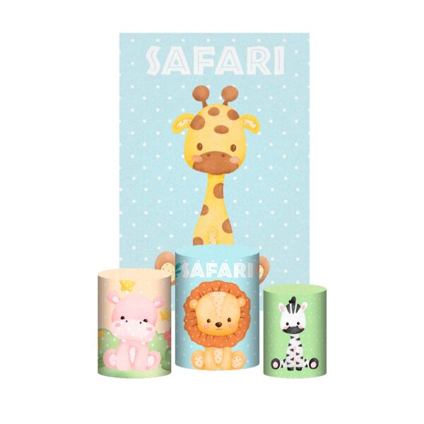 Kit Casado Safari Cute 3d Trio Capa Cilindro + Retangular Tecido