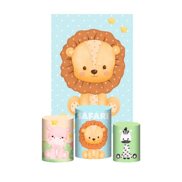 Kit Casado Safari Cute 3d Trio Capa Cilindro + Retangular Tecido