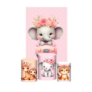 Kit Casado Safari Rosa 3d Trio Capa Cilindro + Retangular Tecido