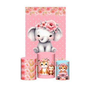 Kit Casado Safari Rosa 3d Trio Capa Cilindro + Retangular Tecido