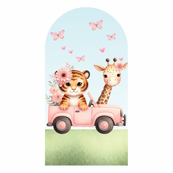 Painel De Festa Romano Decorativo Safari Rosa