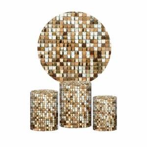Trio Capa Cilindro + Painel Redondo 3D Shimmer Wall 1,50m Veste Fácil