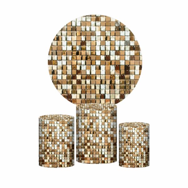 Trio Capa Cilindro + Painel Redondo 3D Shimmer Wall 1,50m Veste Fácil