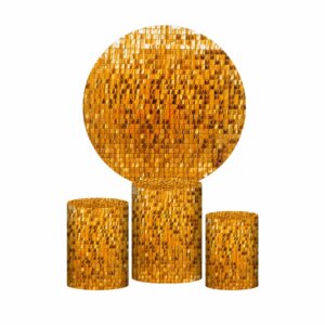 Trio Capa Cilindro + Painel Redondo 3D Shimmer Wall Gold 1,50m Veste Fácil