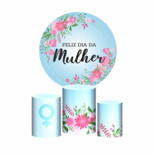 Trio Capa Cilindro + Painel Redondo 3D Dia das Mulheres 1,50m Veste Fácil