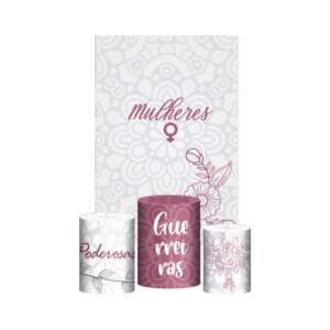Kit Casado Dia das Mulheres 3d Trio Capa Cilindro + Retangular Tecido