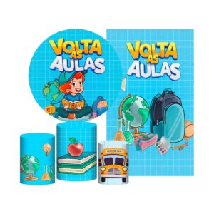 Kit Volta ás Aulas Painel Redondo + Trio Capas + Retangular Tecido