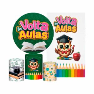 Kit Volta ás Aulas Painel Redondo + Trio Capas + Retangular Tecido