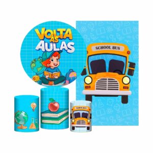 Kit Volta ás Aulas Painel Redondo + Trio Capas + Retangular Tecido