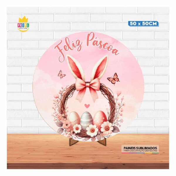 Painel Redondo 3D Páscoa 50cm Com Suporte MDF - Image 2