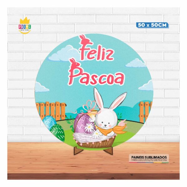 Painel Redondo 3D Páscoa 50cm Com Suporte MDF - Image 2
