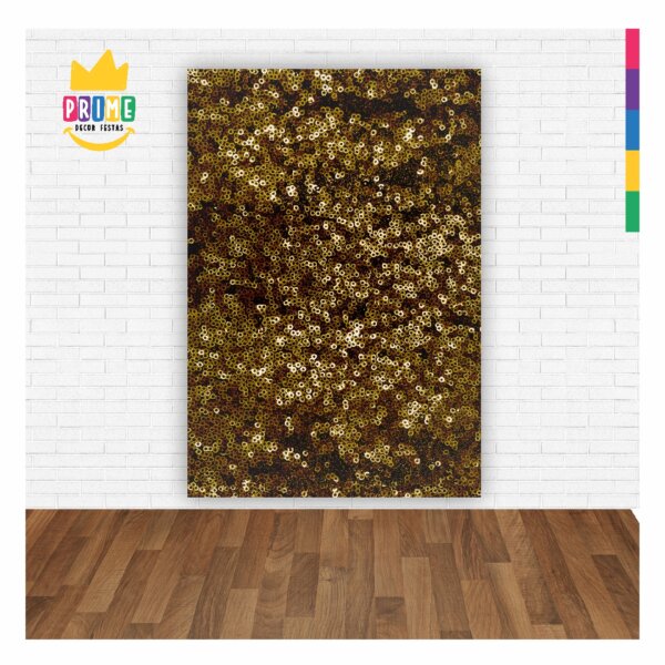 Painel de Festa Retangular Lantejoula Dourado Casadinho 3D 1,50m x 2,20 - Image 2