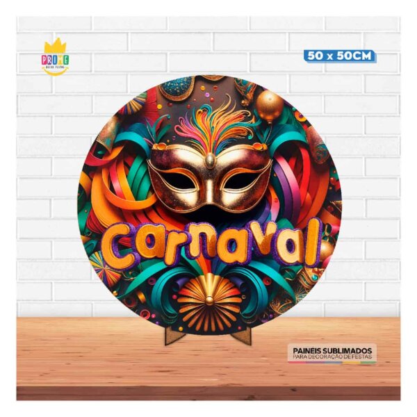 Painel Redondo 3D Carnaval 50cm Com Suporte MDF - Image 2