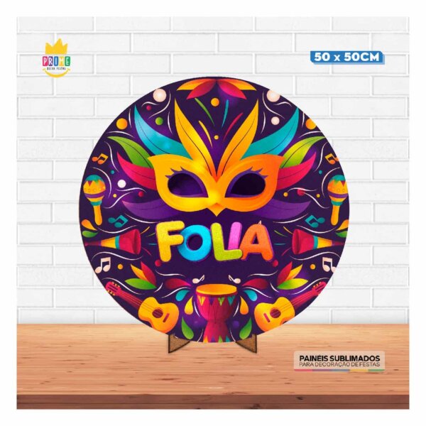 Painel Redondo 3D Carnaval 50cm Com Suporte MDF - Image 2