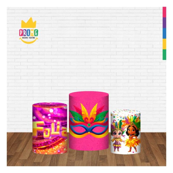 Trio Capa Cilindro Carnaval 3D Em Tecido Com Elástico - Image 2