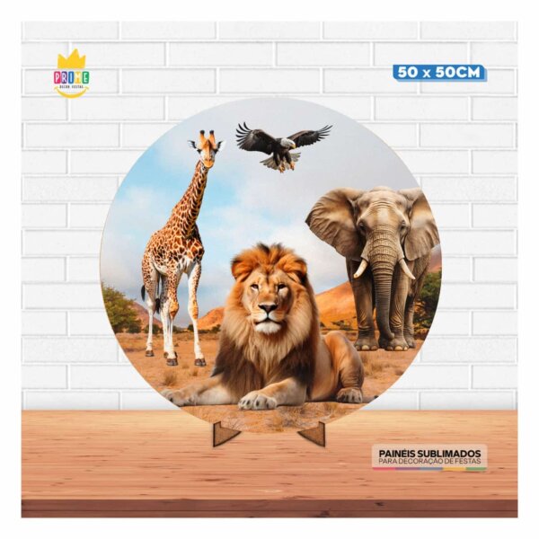 Painel Redondo 3D Safari 50cm Com Suporte MDF - Image 2