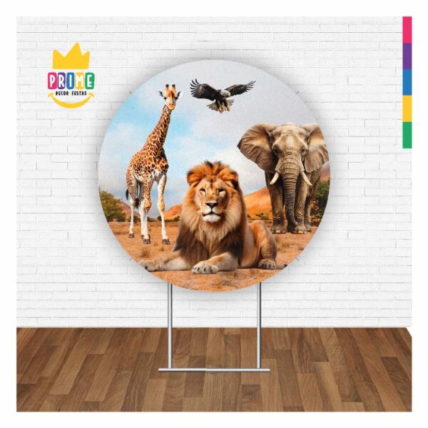 Painel Redondo Safari 3D Tecido Sublimado 1,50m x 1,50m - Image 2