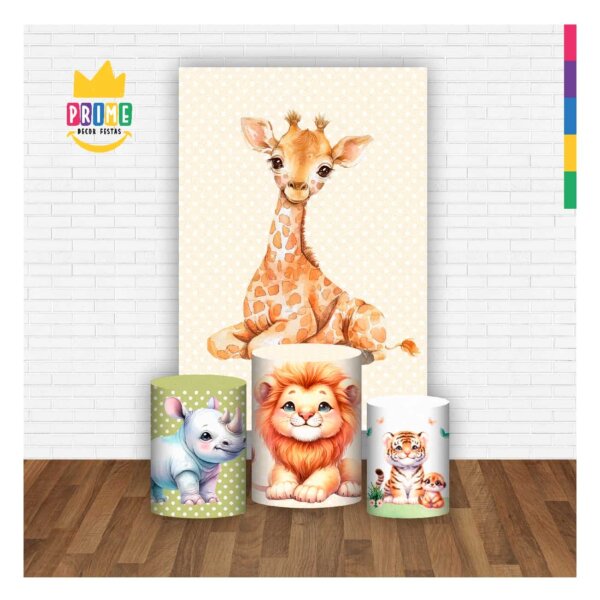 Kit Casado Safari Cute 3d Trio Capa Cilindro + Retangular Tecido - Image 2