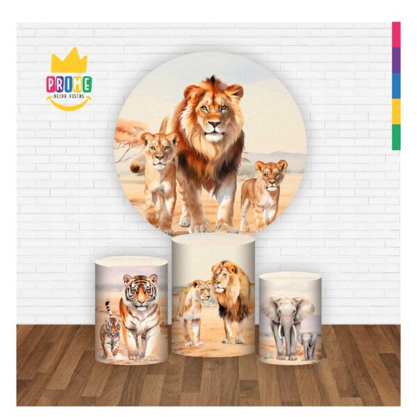 Trio Capa Cilindro + Painel Redondo 3D Safari 1,50m Veste Fácil - Image 2