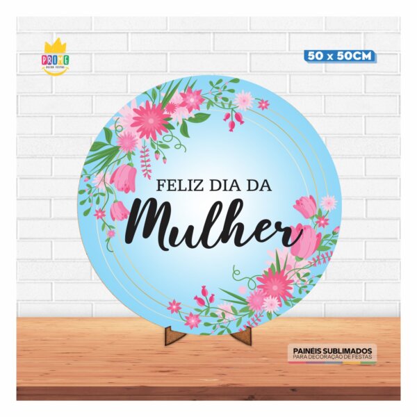 Painel Redondo 3D Dia das Mulheres 50cm Com Suporte MDF - Image 2