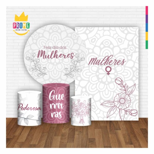 Kit Dia das Mulheres Painel Redondo + Trio Capas + Retangular Tecido - Image 2