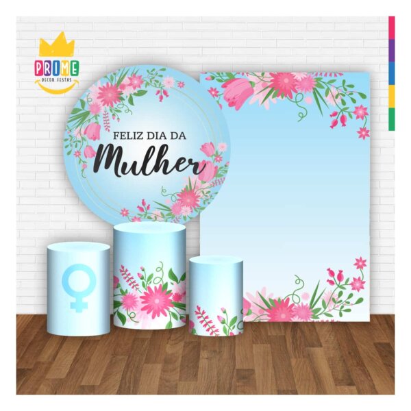 Kit Dia das Mulheres Painel Redondo + Trio Capas + Retangular Tecido - Image 2