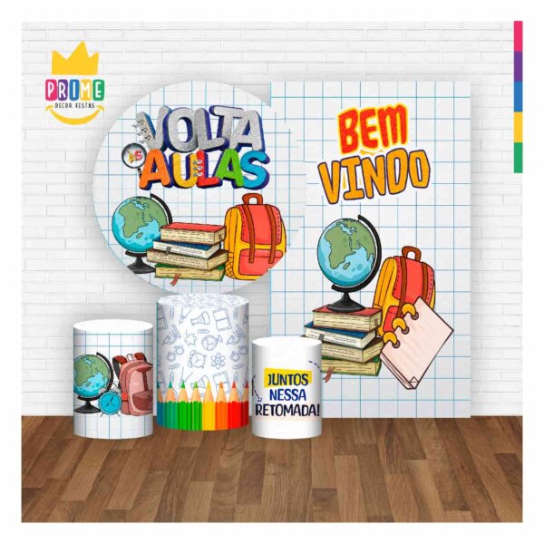 Kit Volta ás Aulas Painel Redondo + Trio Capas + Retangular Tecido - Image 2
