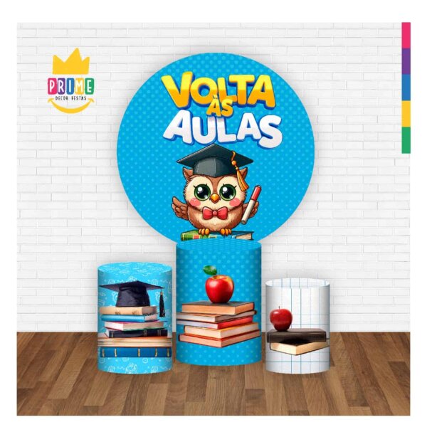 Trio Capa Cilindro + Painel Redondo 3D Volta ás Aulas 1,50m Veste Fácil - Image 2