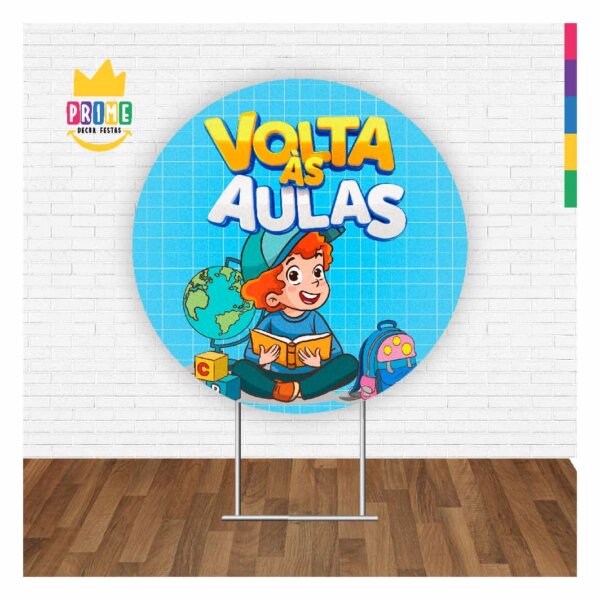 Painel Redondo 3D Volta ás Aulas Tecido Sublimado 1,50m x 1,50m - Image 2