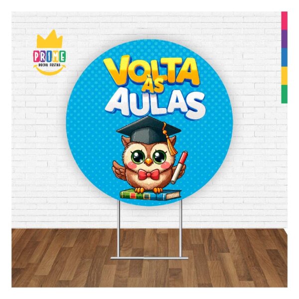 Painel Redondo 3D Volta ás Aulas Tecido Sublimado 1,50m x 1,50m - Image 2