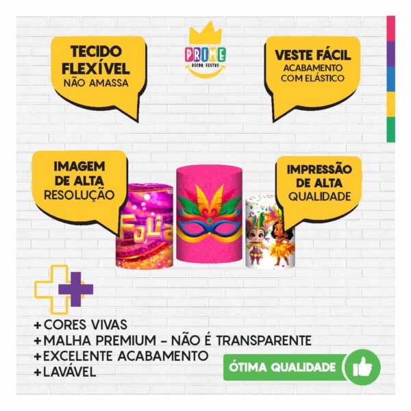 Trio Capa Cilindro Carnaval 3D Em Tecido Com Elástico - Image 3