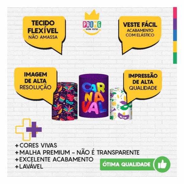 Trio Capa Cilindro Carnaval 3D Em Tecido Com Elástico - Image 3