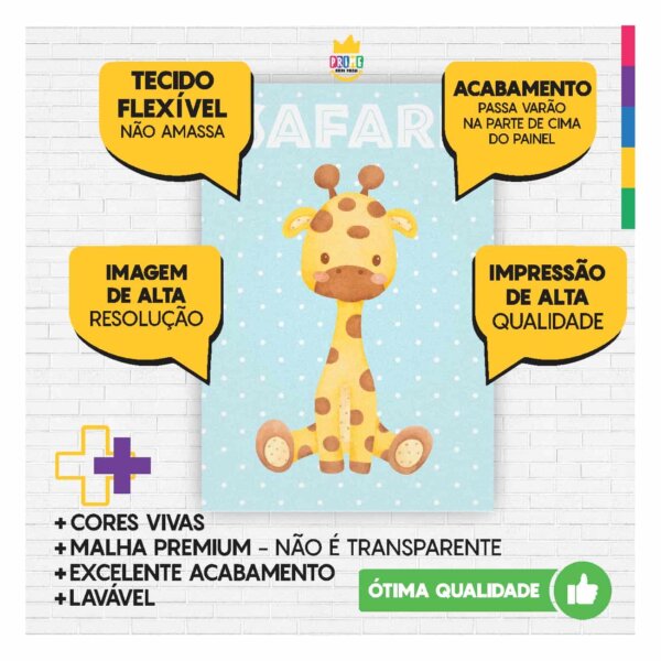 Painel de Festa Retangular Safari Casadinho 3D 1,50m x 2,20 - Image 3