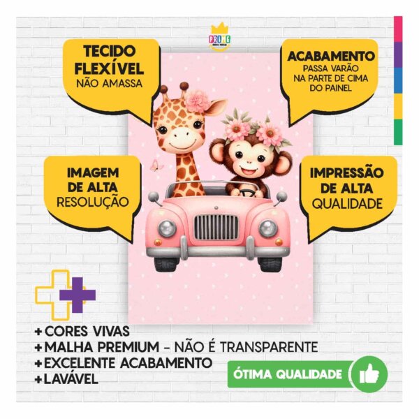 Painel de Festa Retangular Safari Casadinho 3D 1,50m x 2,20 - Image 3