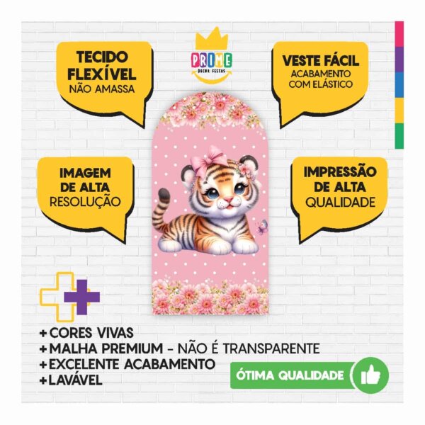 Painel De Festa Romano Decorativo Safari Rosa - Image 3