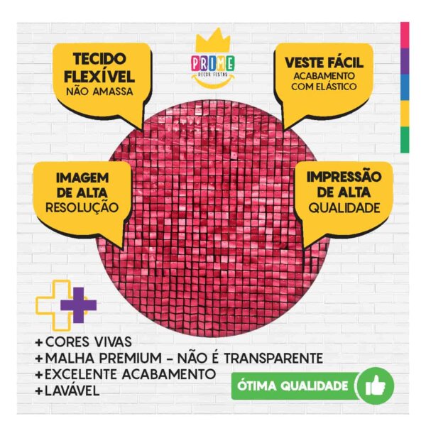Trio Capa Cilindro + Painel Redondo 3D Shimmwe Wall Rosa 1,50m Veste Fácil - Image 3