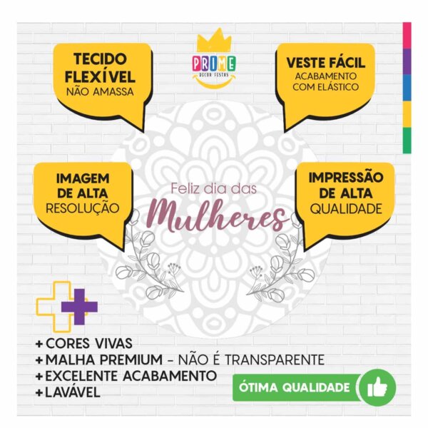 Kit Dia das Mulheres Painel Redondo + Trio Capas + Retangular Tecido - Image 3