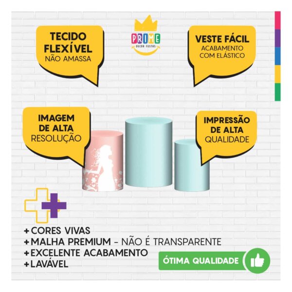 Trio Capa Cilindro Dia das Mulheres 3D Em Tecido Com Elástico - Image 3