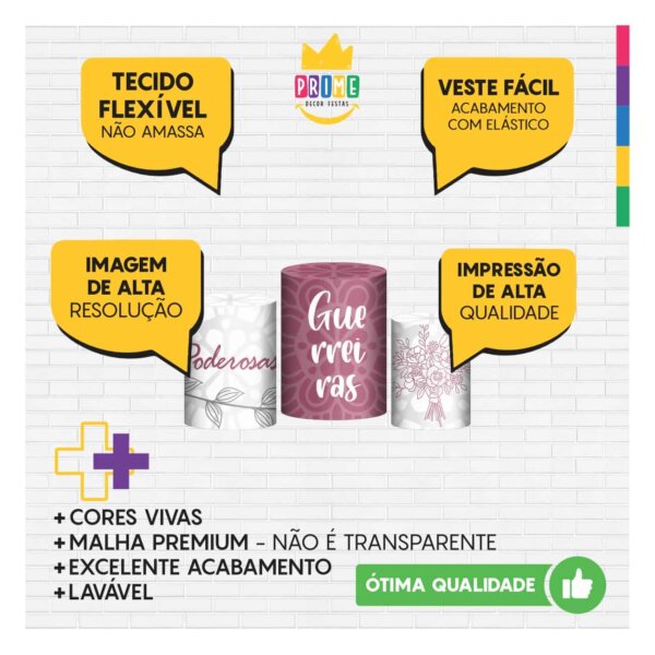 Trio Capa Cilindro Dia das Mulheres 3D Em Tecido Com Elástico - Image 3