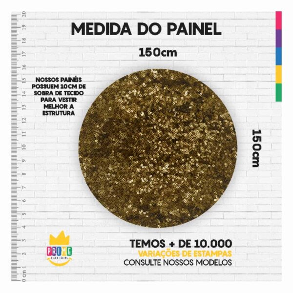 Painel Redondo 3D Lantejoula Tecido Sublimado 1,50m x 1,50m - Image 3