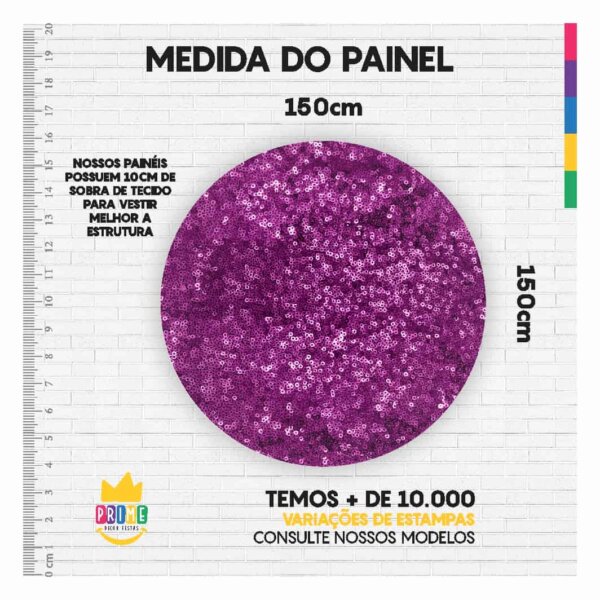 Painel Redondo 3D Lantejoula Tecido Sublimado 1,50m x 1,50m - Image 3