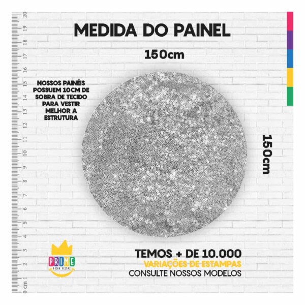 Painel Redondo 3D Lantejoula Tecido Sublimado 1,50m x 1,50m - Image 3