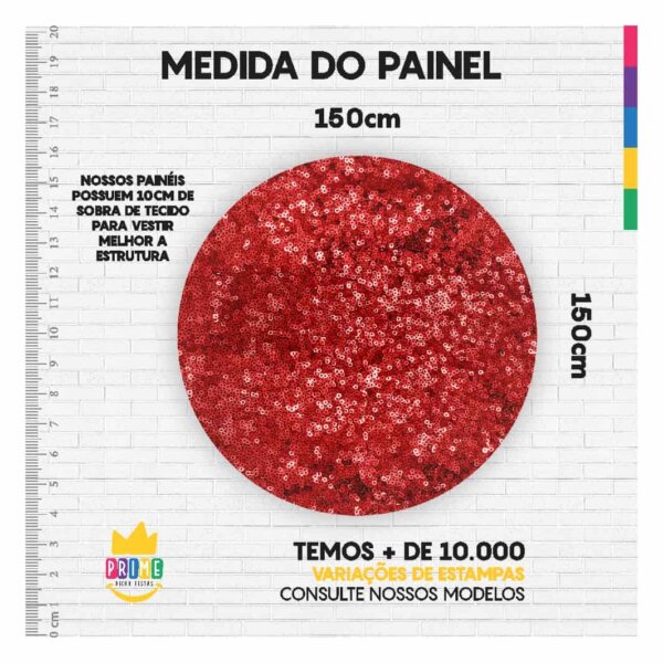 Painel Redondo 3D Lantejoula Tecido Sublimado 1,50m x 1,50m - Image 3