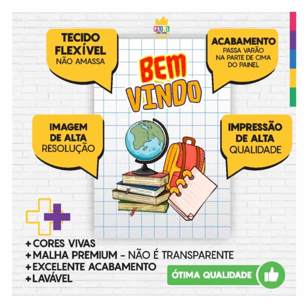Kit Volta ás Aulas Painel Redondo + Trio Capas + Retangular Tecido - Image 3