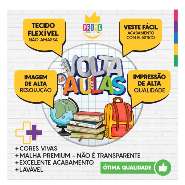 Kit Volta ás Aulas Painel Redondo + Trio Capas + Retangular Tecido - Image 4