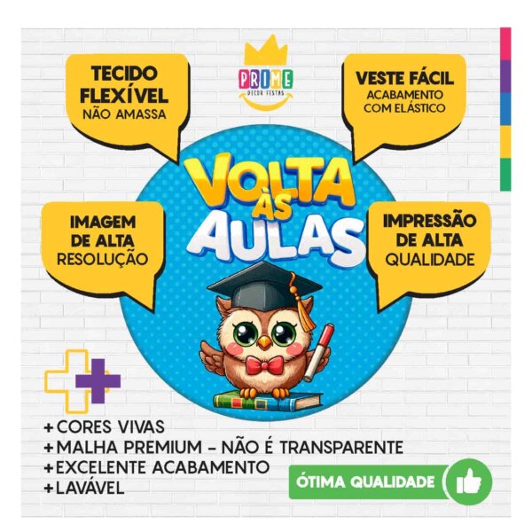 Trio Capa Cilindro + Painel Redondo 3D Volta ás Aulas 1,50m Veste Fácil - Image 3